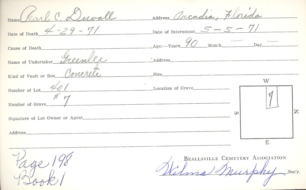 burial card